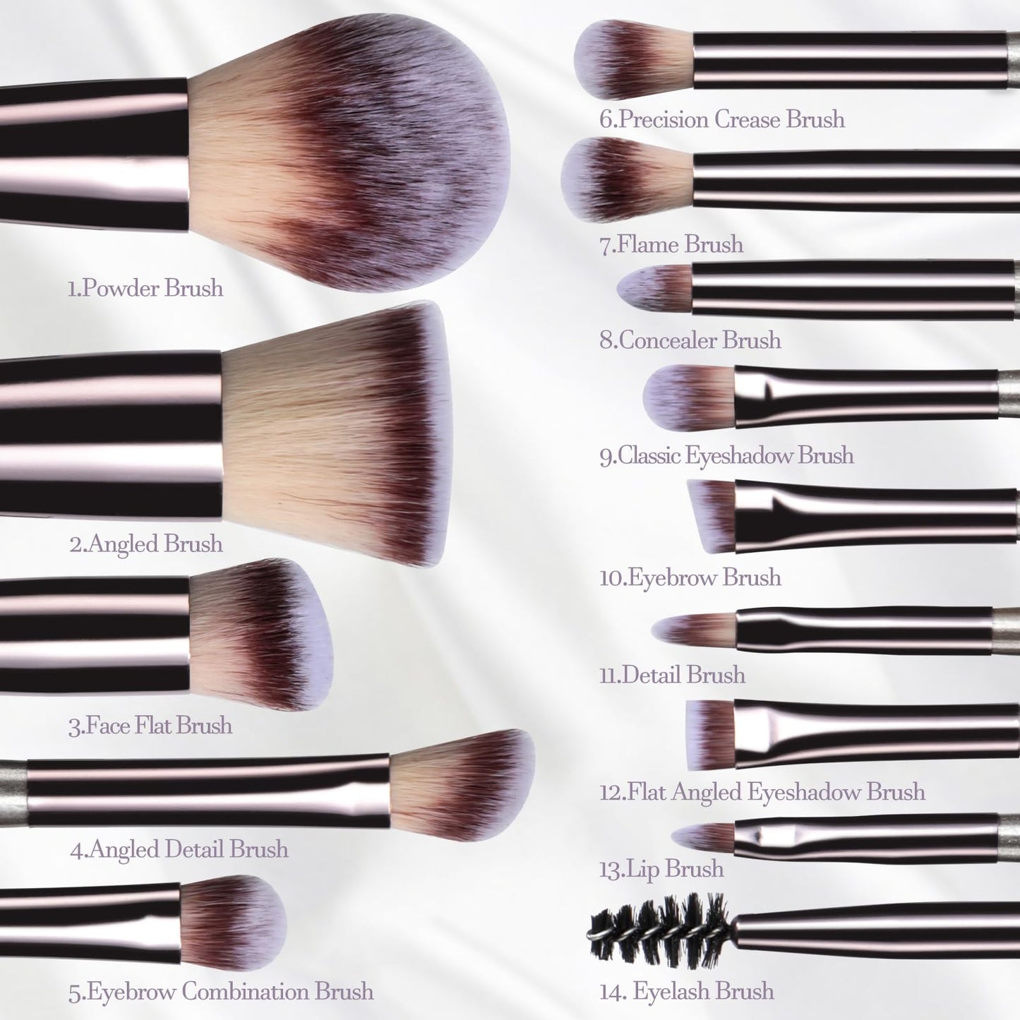 Travel Makeup Brush Set BS-MALL14 PCS Professional Makeup Brushes with Case & Sponge for Foundation, Concealer, Powder, Blush & Eyeshadow, Soft Synthetic Brush Kit for Women, Beginners & Travelers