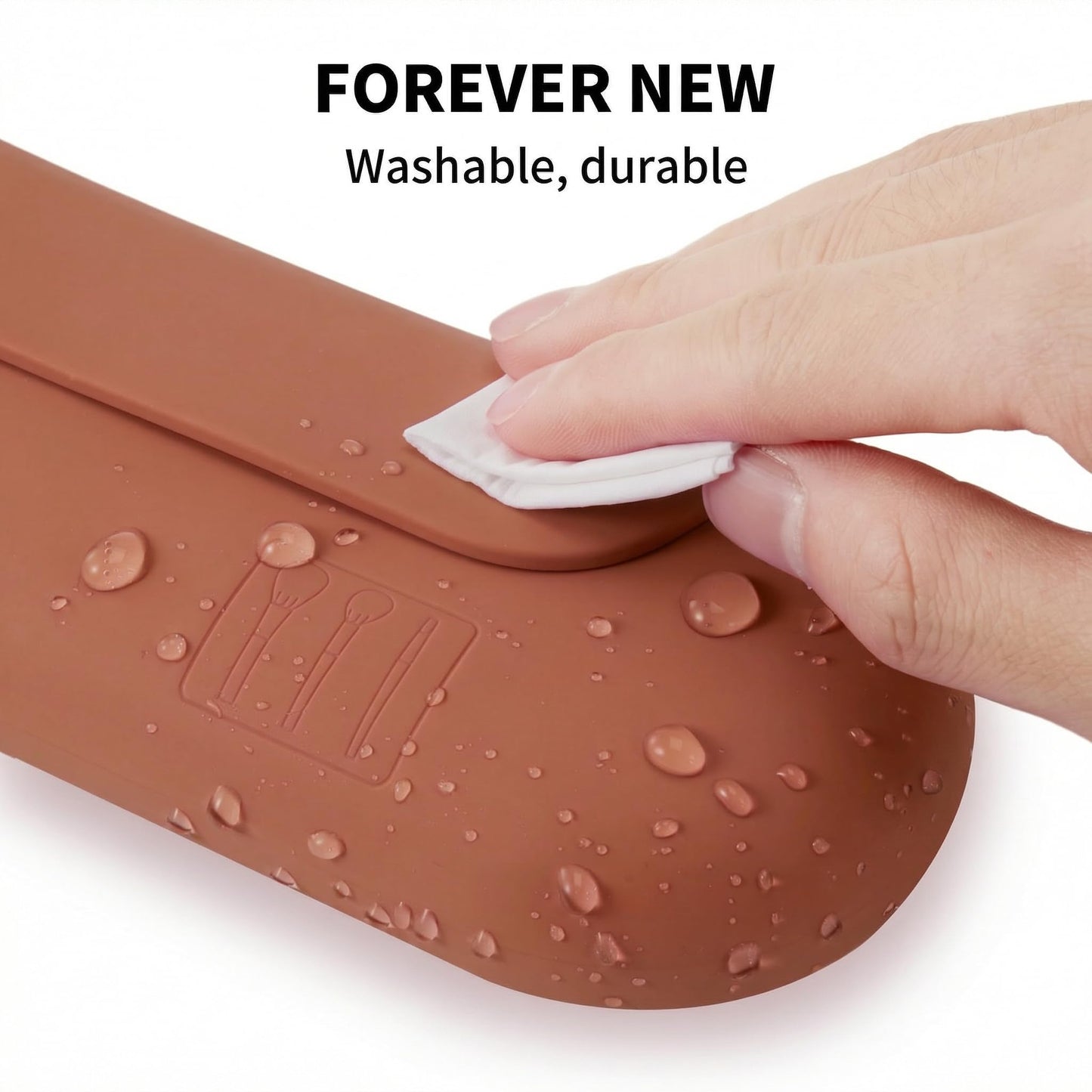 AGIKET Silicone Makeup Brush Holder Travel Cosmetic Bag：Soft Portable Cosmetic Face Brushes Holder with Upgrade Anti-Fall Out Magnetic Closure, Large Travel Makeup Brush Case - Brown