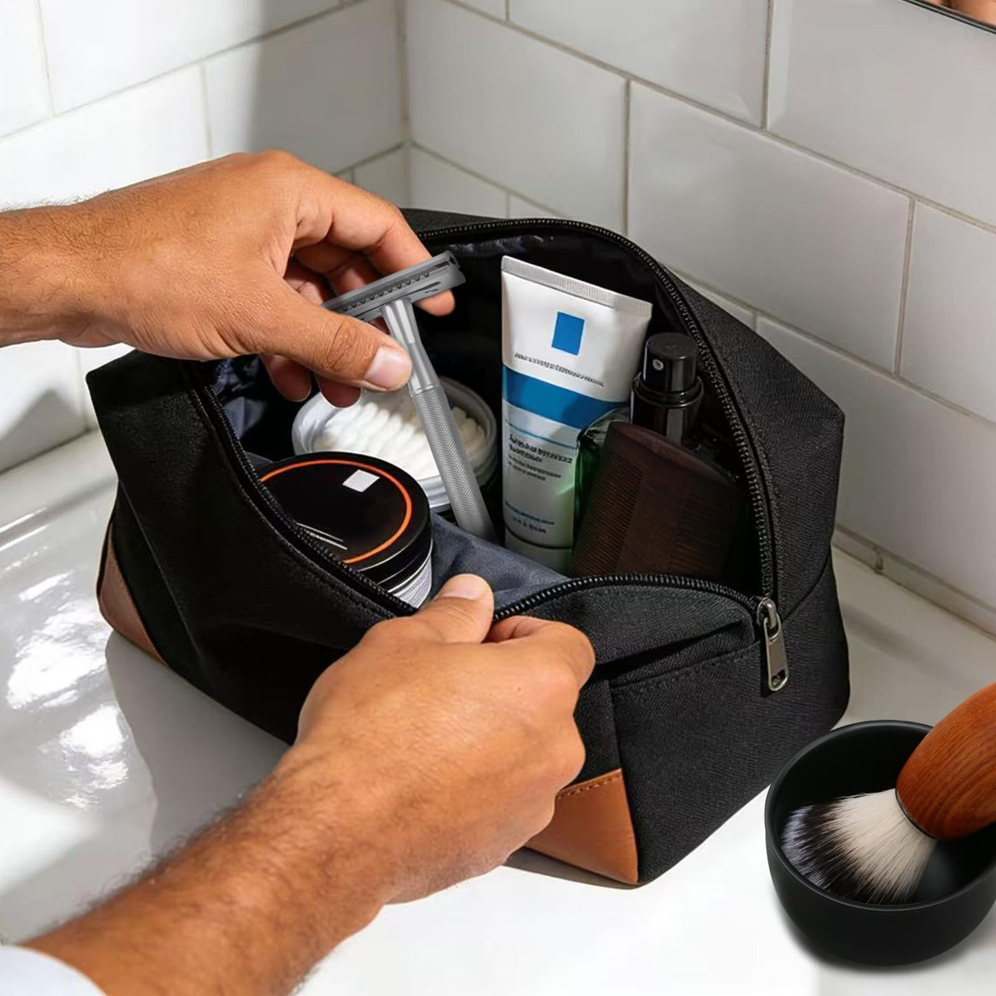 THURLADY Shaving Kit Gifts for Men, Single Blade Safety Razor Kit