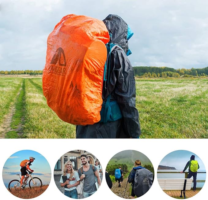 Unigear Backpack Rain Cover Waterproof Rating 5000mm Ultraportable and Durable with 2 Anti-Slip Buckle Strap, Integrated Carry Pouch Design (Gray, XX-Large)