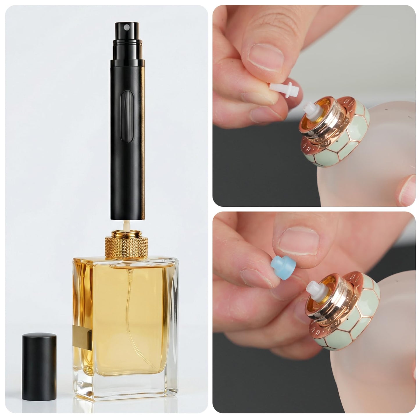 3PCS 10ml Perfume Atomizer Travel Refillable, Portable Perfume Travel Refillable Bottle, Bottom-Filling Fragrances Perfumes Bottle, Mini Cologne Dispenser, Perfect Travel Essentials for Men & Women