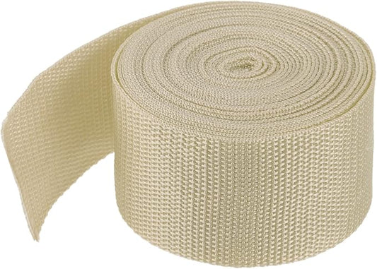 MECCANIXITY Lightweight Polypropylene Webbing Strap 2" 5 Yard Backpack Strapping Band Light Khaki for Outdoor Luggage Cargo Straps