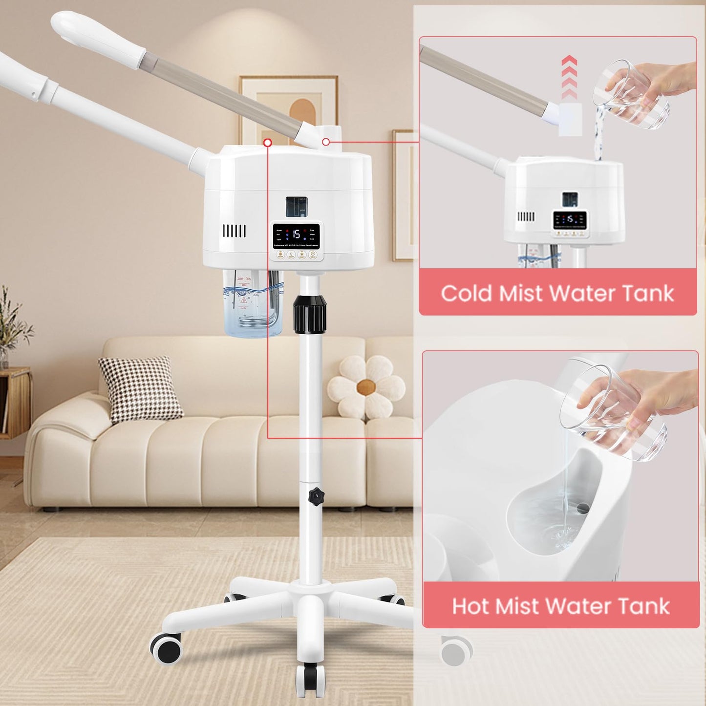 Salon Señor 2 in 1 Hot and Cold Facial Steamer,Professional Face Steamer on Wheels for Beauty Salon, Spa or Home Use