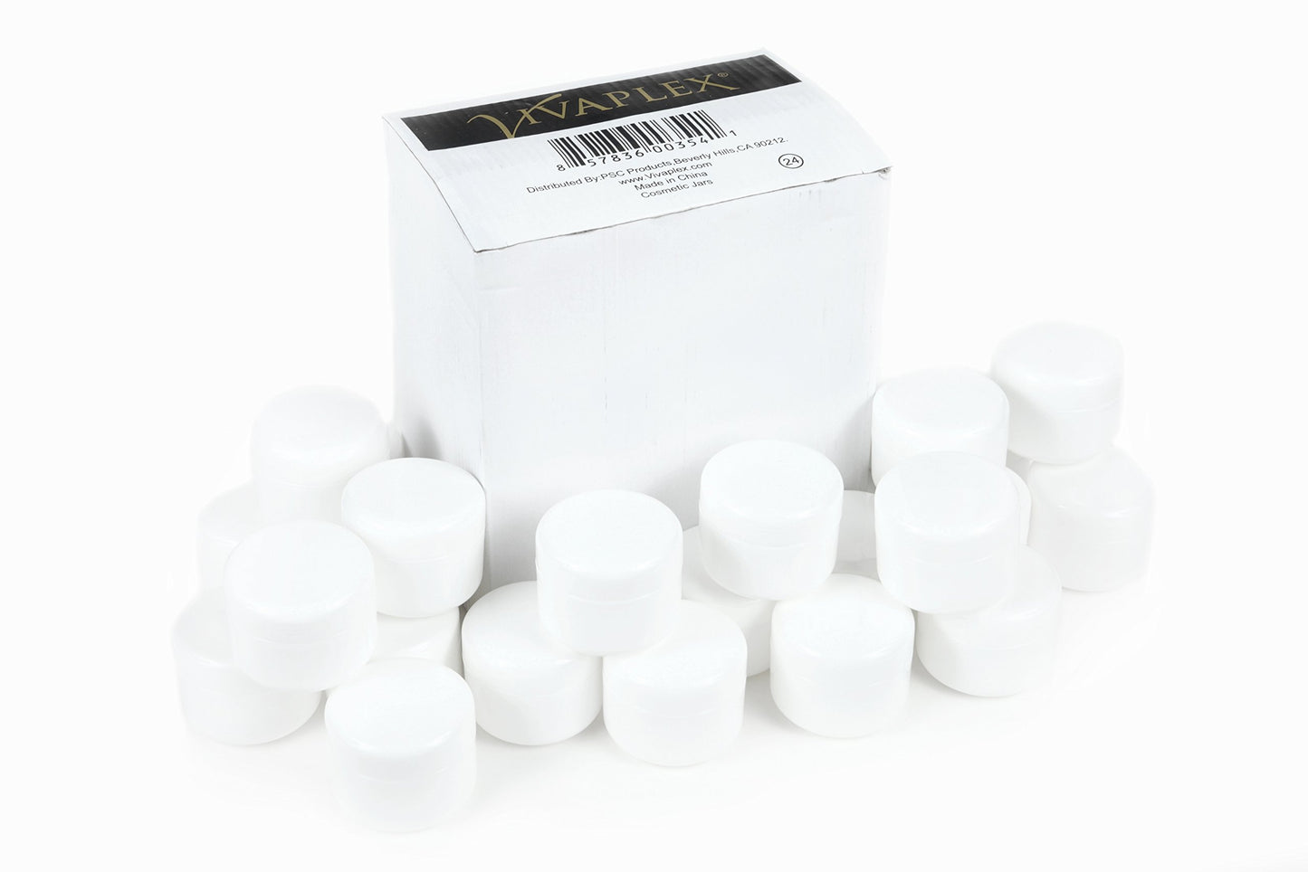 Vivaplex, 24, White, 2 oz Cosmetic Jars, with Liners and Dome Lids