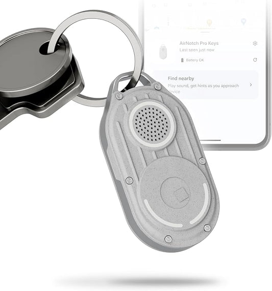 Rolling Square AirNotch Pro – Android Find Hub Only - Bluetooth Tracker Keychain (2 Pack), Replaceable Batteries, 360° Sound, Anti-Loss Locator, Waterproof, White