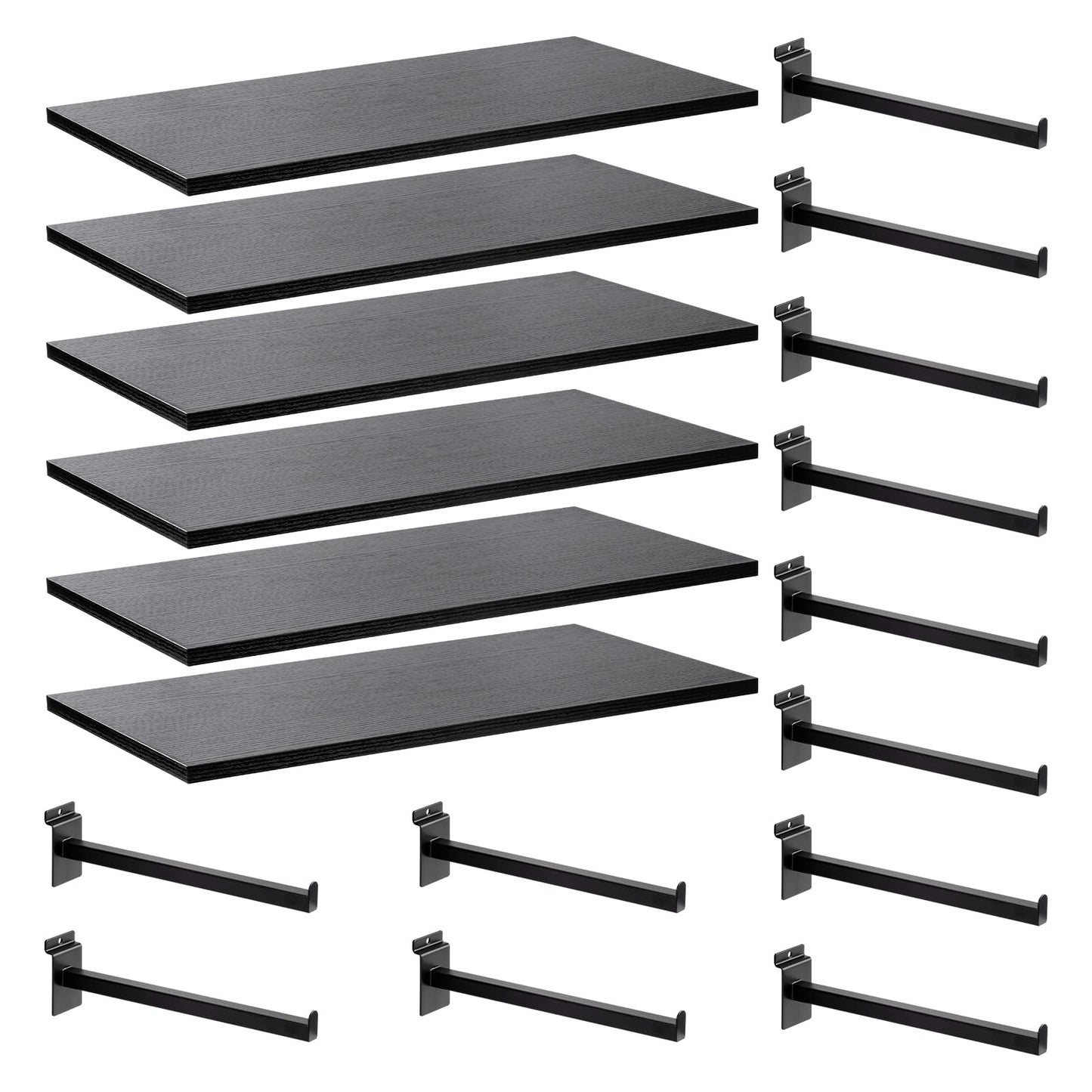 WETOECOTEC Wood Slatwall Shelves, Slat Wall Shelf Slatwall Acccessory for Garage, Home Improvement, Retail Display (6, 24''x12'')