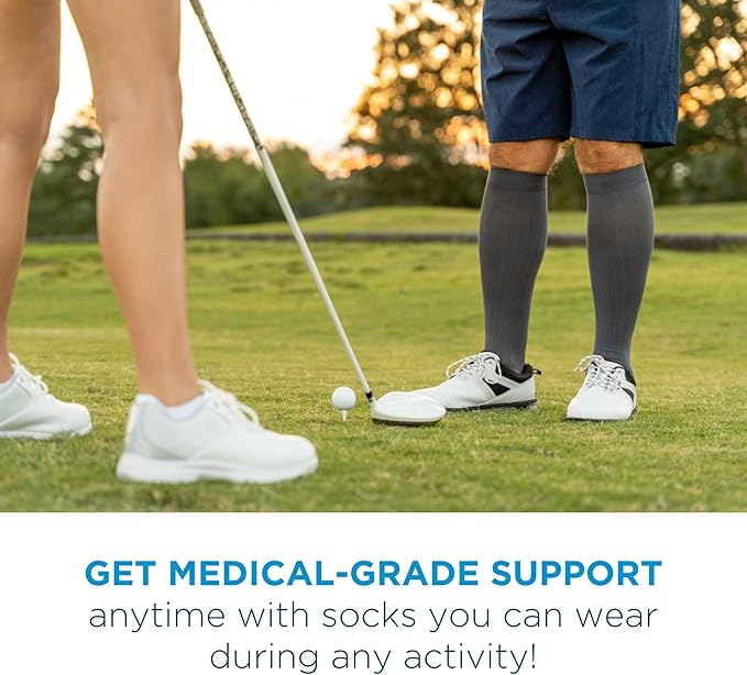 Medical Grade Compression Socks for Men & Women 15-20 mmHg by OrthoSleeve (Black w/Stripes, Medium)