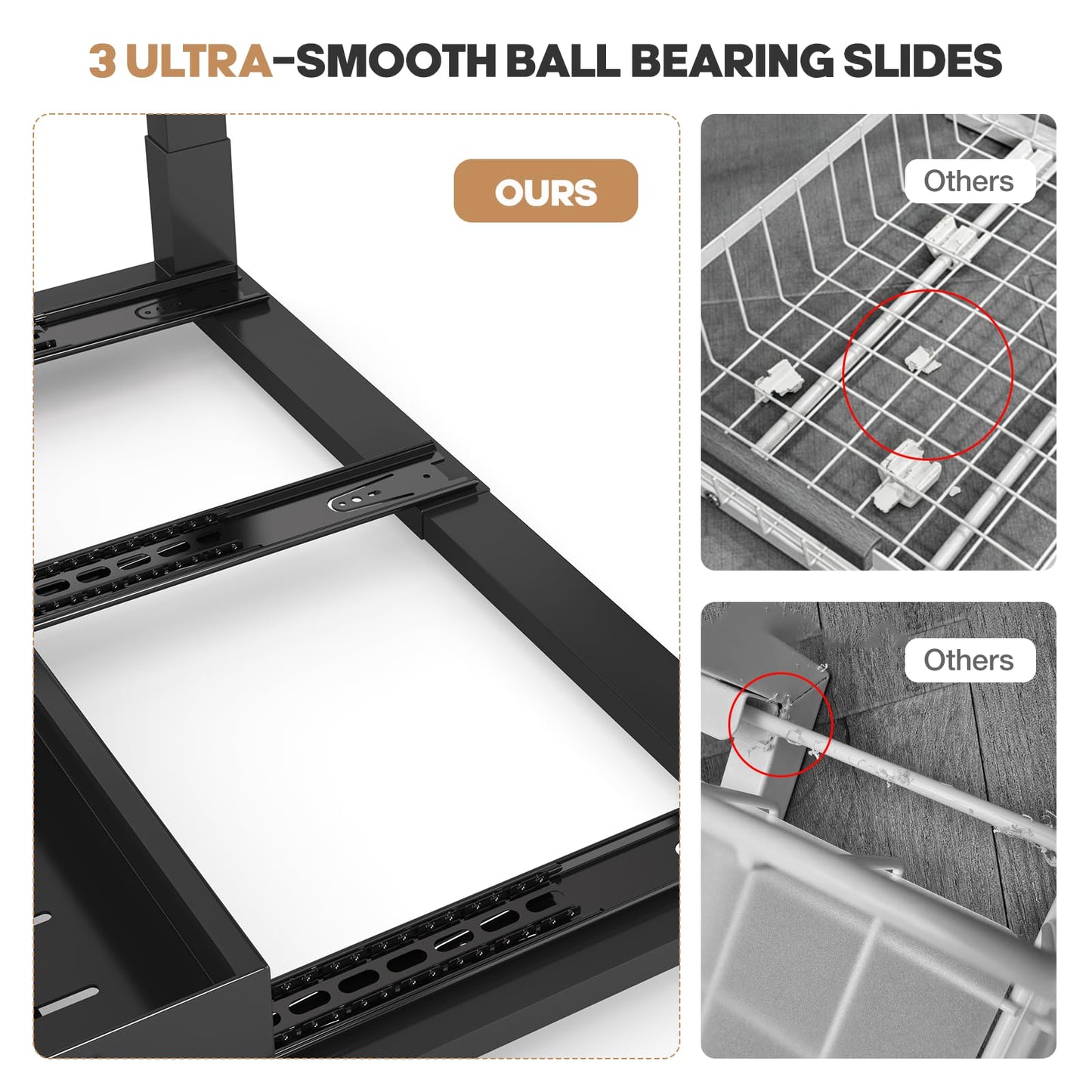1 Pack Expandable Under Sink Organizers And Storage With Upgrade Ball-Bearing Slide Tracks,2-Tier Pull Out Under Cabinet Organizer Height Adjustable,Slide Out Under Sink Drawers-Black(Patent Pending)