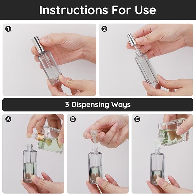 Segbeauty Empty Perfume Bottles, 20ml Travel Perfume Atomizer Refillable, 2pcs Portable Mini Cologne Spray Bottle Set Toiletries Cosmetic Fragrance Sample Dispense Pump Bottles Container for Travel