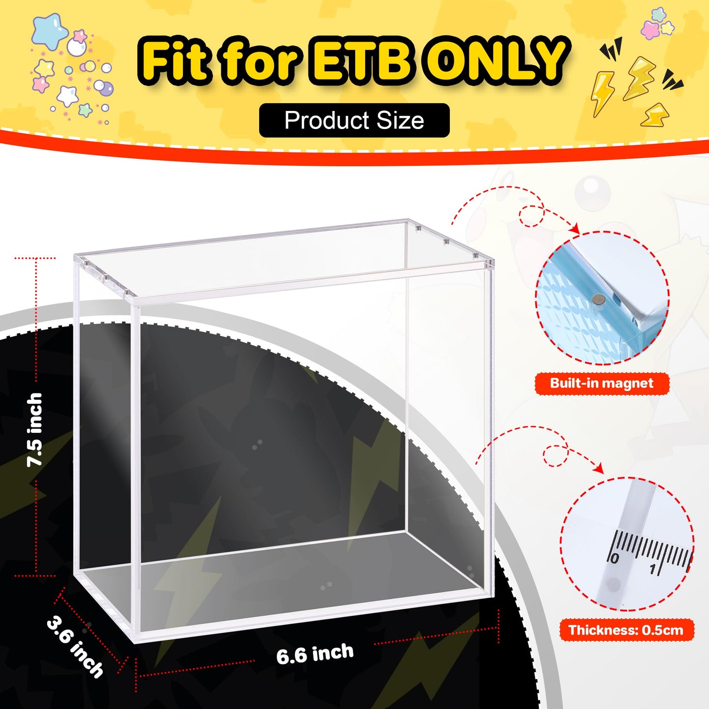 Kisbox ETB Protector Case, 5mm ETB Acrylic Display Case, Clear Ultra Acrylic Boxes for Display Compatible with Elite Trainer Box, Dustproof and Waterproof Display Box