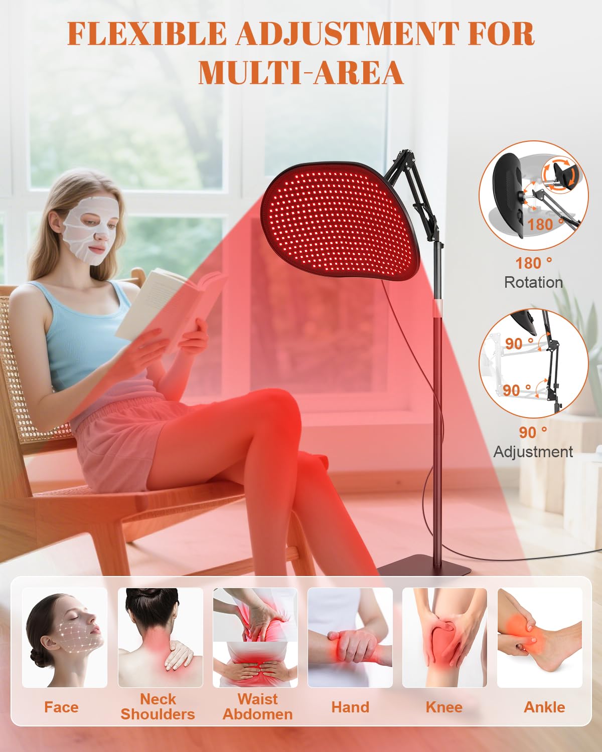 Astarexin Red Light Therapy for Face Body, 2-in-1 Infrared 432 LEDs Light Therapy with 660nm & 850nm Near Redlight Device Large Panel with Wireless Remote Stand Timer