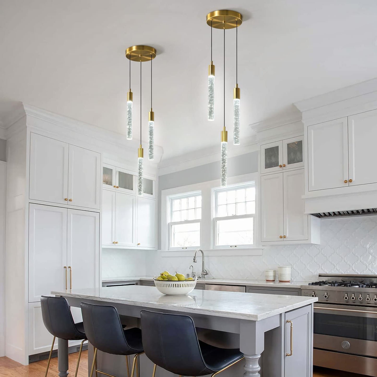 zhllmq Modern Light Fixture Kitchen Island Pendant Light Dimmable LED Gold Pendant Lights Mini Crystal Pendant Lighting for Bedroom Dining Room Living Room（3-Light ）