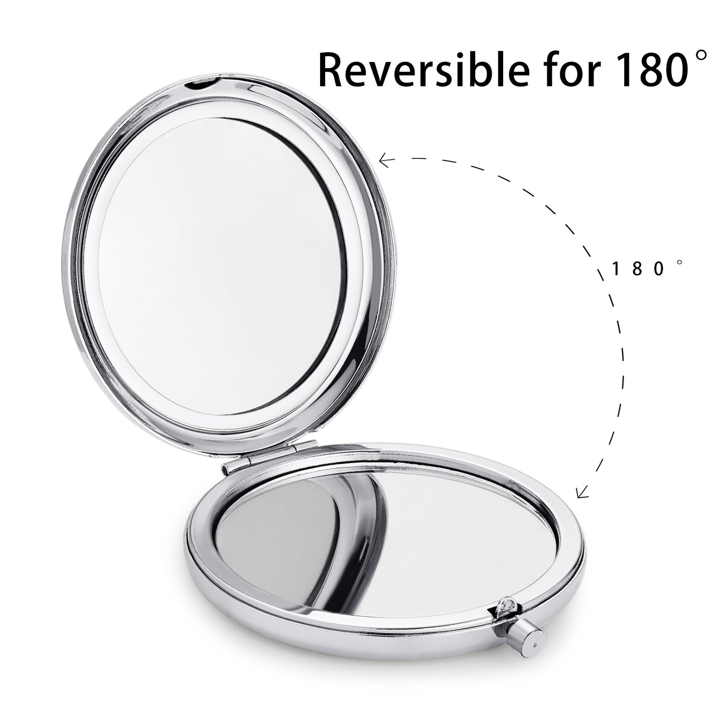 QUSTGO Compact Mirror, Pocket Travel Makeup Mirror for Purse, Metal Round Shell, 2-Sided 1X/2X Magnifying, Portable, Folding, Handheld, Silver, 18 Pack