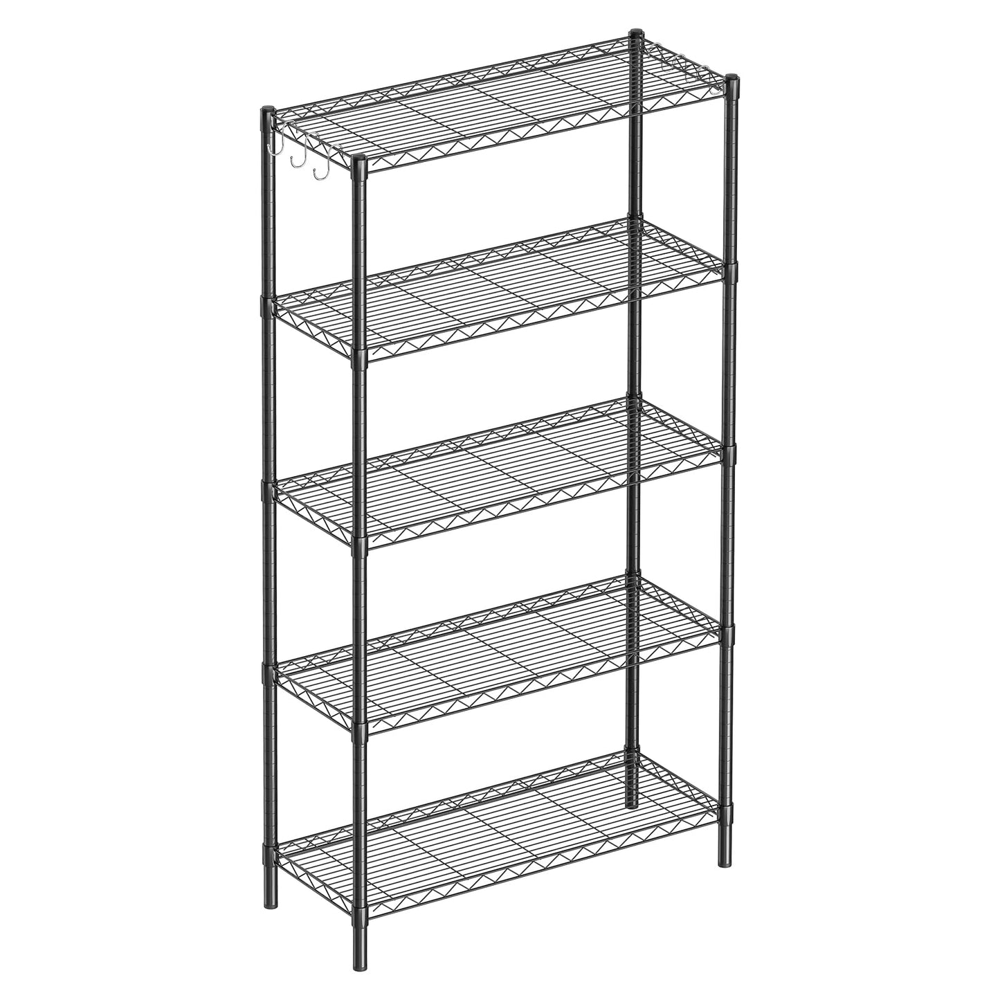 Guan River 5-Shelf Adjustable Metal Shelf Wire Shelving Unit Storage Rack Display Shelf for Office,Kitchen,Bedroom,Bathroom,Laundry,Pantry Basement,Garage(Black,36" L x 14" W x 72" H)