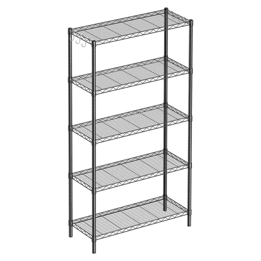 Guan River 5-Shelf Adjustable Metal Shelf Wire Shelving Unit Storage Rack Display Shelf for Office,Kitchen,Bedroom,Bathroom,Laundry,Pantry Basement,Garage(Black,36" L x 14" W x 72" H)
