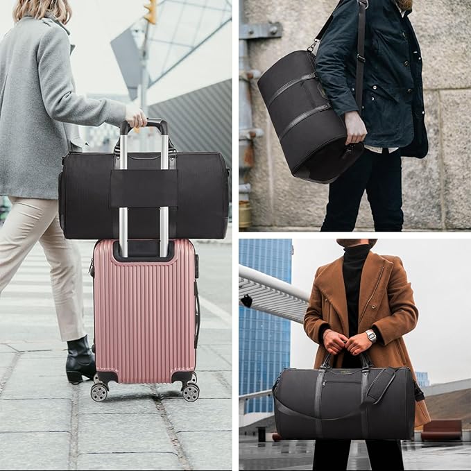 Garment Bags for Travel, Carry-On Suit Bag, Convertible Garment & Duffel Bag with Shoe Compartment, Perfect for Business Trips & Weekend Getaways, Blue