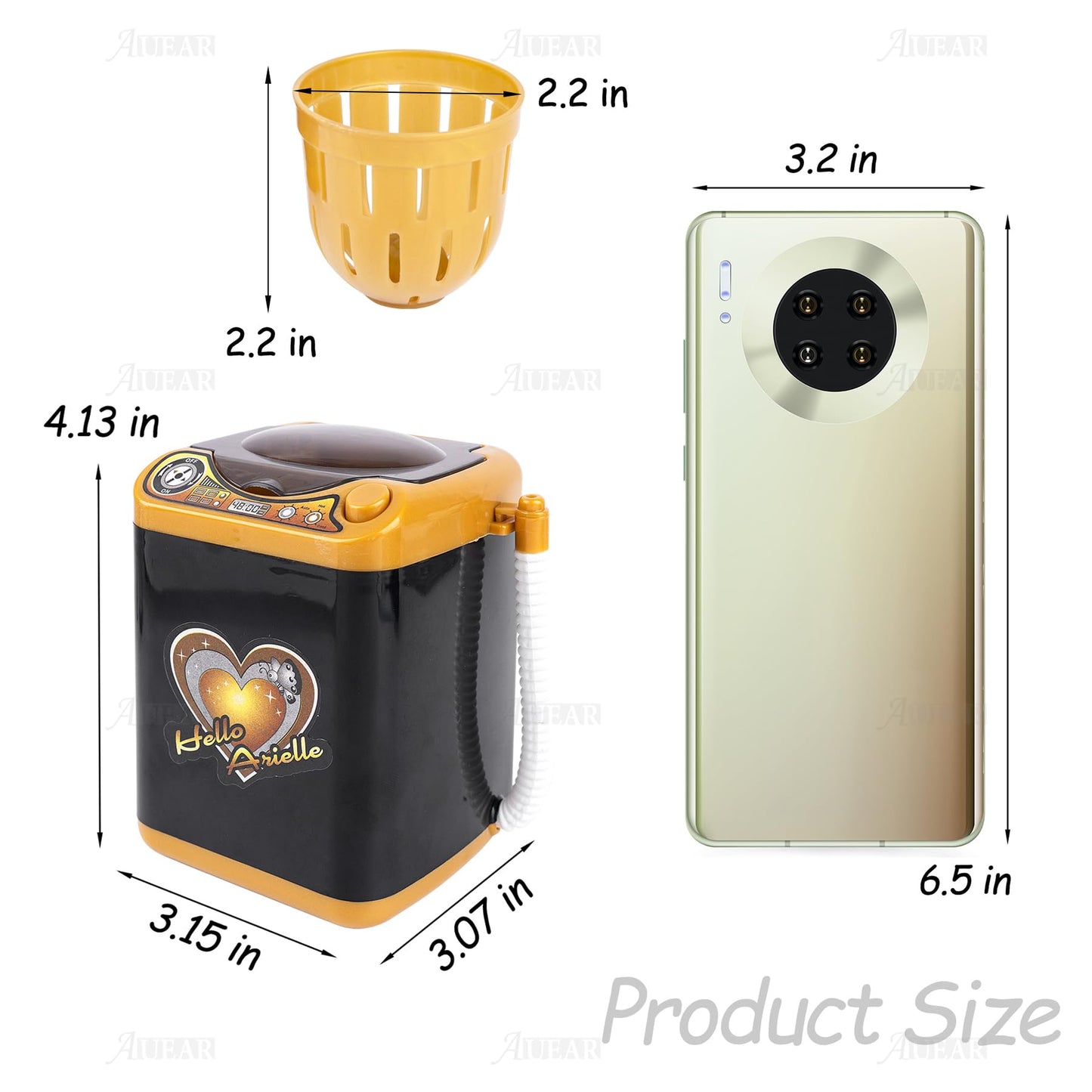 AUEAR, Makeup Brush Sponge Washing Machine Cleaner Device Plastic Automatic Cleaning (Black, Comes with Bucket)
