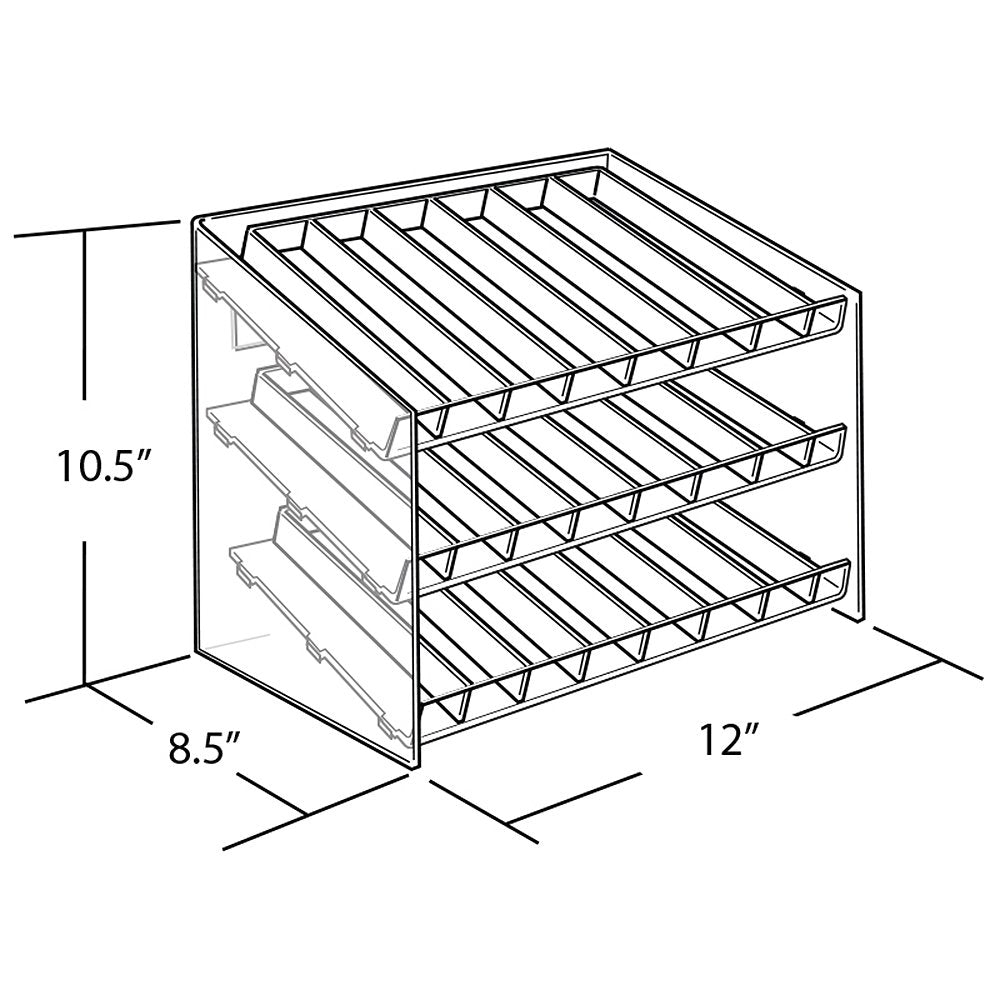 Azar Displays 222683 12" W x 10.5" H x 8" D 3-Tier Cosmetic Display for Counter, Pegboard and Slatwall