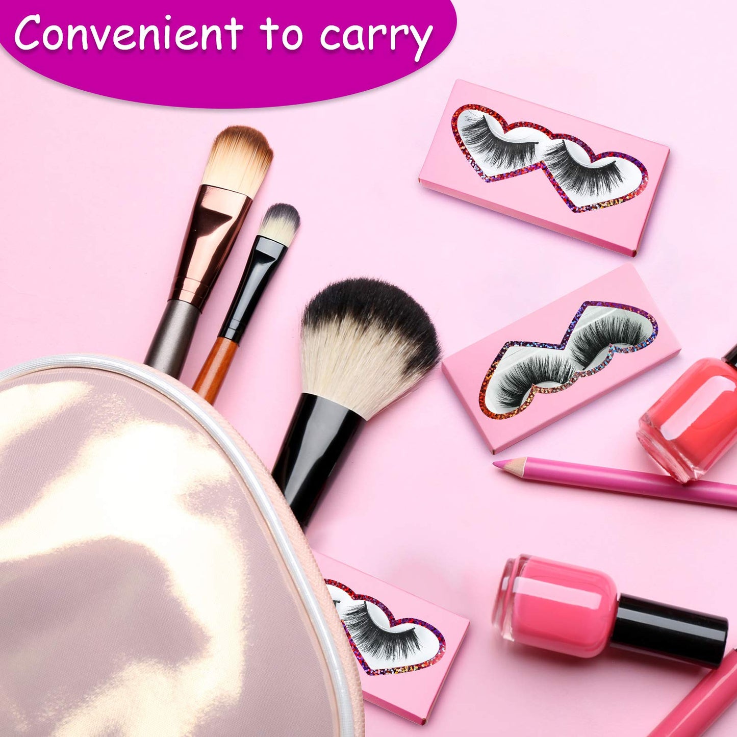 Maitys 60 Pcs Empty Eyelashes Packaging Box and Tray 30 Pieces Empty Eyelash Boxes Pink Lash Packaging Case with 30 Pieces Eyelash Tray False Eyelashes Storage Container