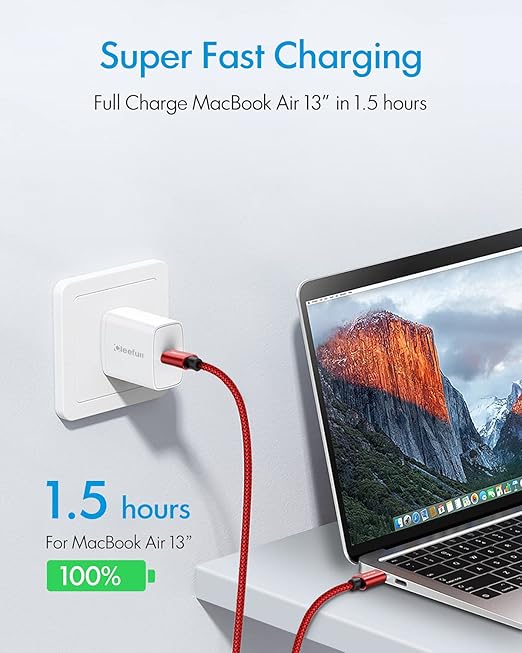 CLEEFUN Short USB C to USB C Cable 60W, USBC to USBC, [5-Pack, 1 ft] Type C to C Charger Cord Fast Charging for iPhone 16 15 Pro Max/Plus, for Samsung Galaxy S25 S24 S23, for iPad/MacBook Pro/Air