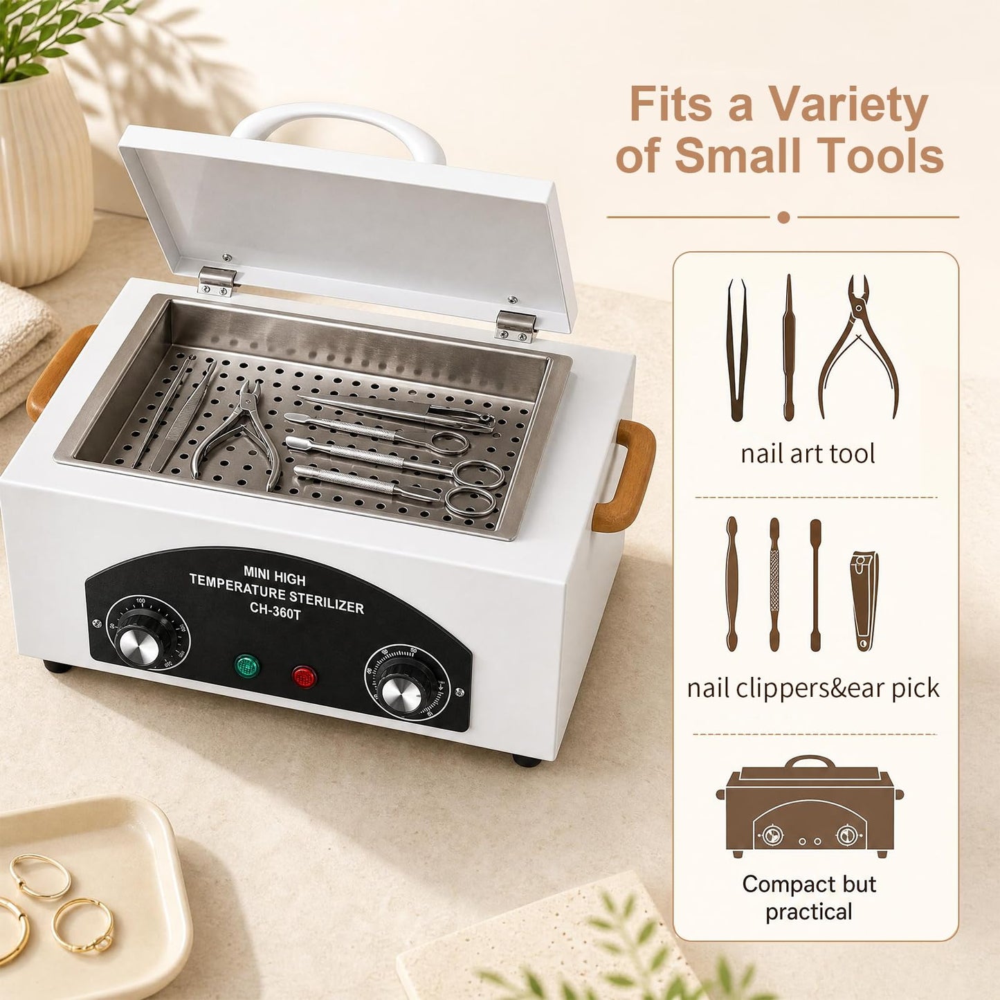 High Temperature Autoclave Machine,110V 300W 1.5L Manicure Metal Tool Cleaner Machine,Autoclave Sterilizers for Nail Tools, Autoclave Machine for Sundry Beauty Hair Nail Metal Tools with Handle