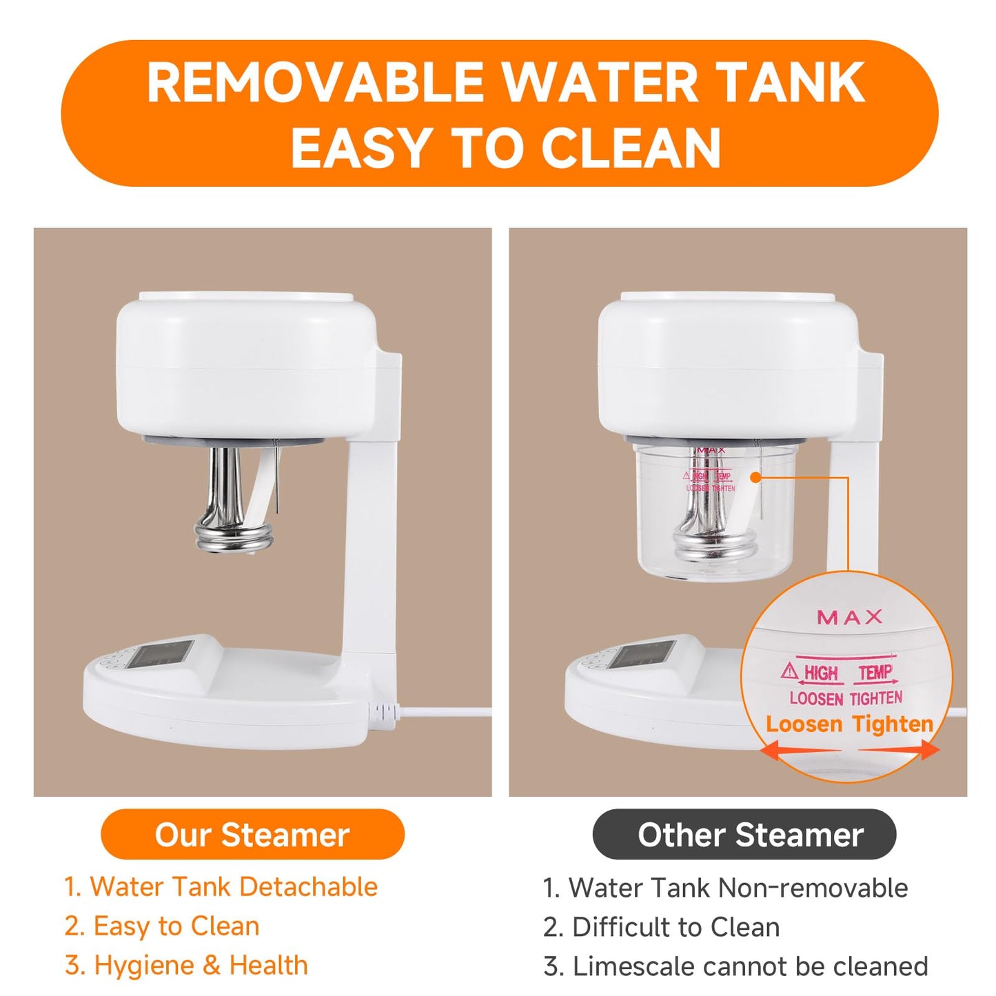 HeavenBird Ozone Facial Steamer, Portable Nano Ionic Face Steamer with LCD Screen, Extendable 360° Rotating Arm, Rotatable Nozzle, Hot Mist Function for Personal Care at Home or Salon