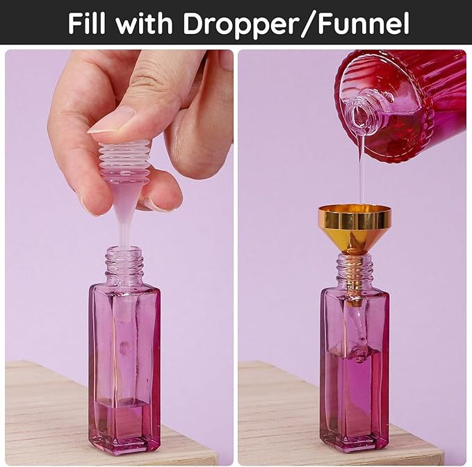 Segbeauty 8pcs 5ml Perfume Refill Tool Kit, Perfume Funnel Refill Dispenser Pump Dropper for Sprayer Atomizer, Plastic Purple Decants for Perfumes Transfer Tool Set 0.17oz, Cologne Making Kit Supplies