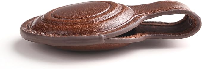 Genuine Leather AirTag Keychain Holder - Compatible with Apple AirTag Holder Keychain, Secure Hidden Air Tag Case Cover Key Chain Ring Fob Accessories (Dark Brown)