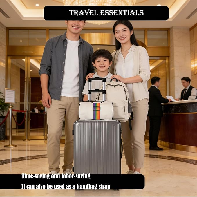 Multi Use Strong Adjustable Luggage Connector Straps， Elastic Adjustable Luggage Strap, Multifunctional Elastic Luggage Strap with Buckle, Convenient to Carry, Easy to Travel (Black-3pcs)