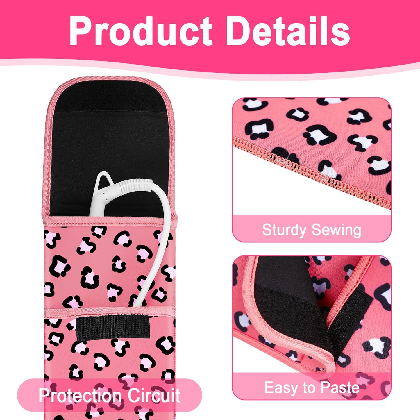 Shappy 2 Pcs Heat Resistant Hair Tools Bag Curling Iron Travel Case Cover Neoprene Flat Iron Holder Travel Case and Silicone Mat Pouch for Hot Hair Tools Storage Organizer(Leopard Style)