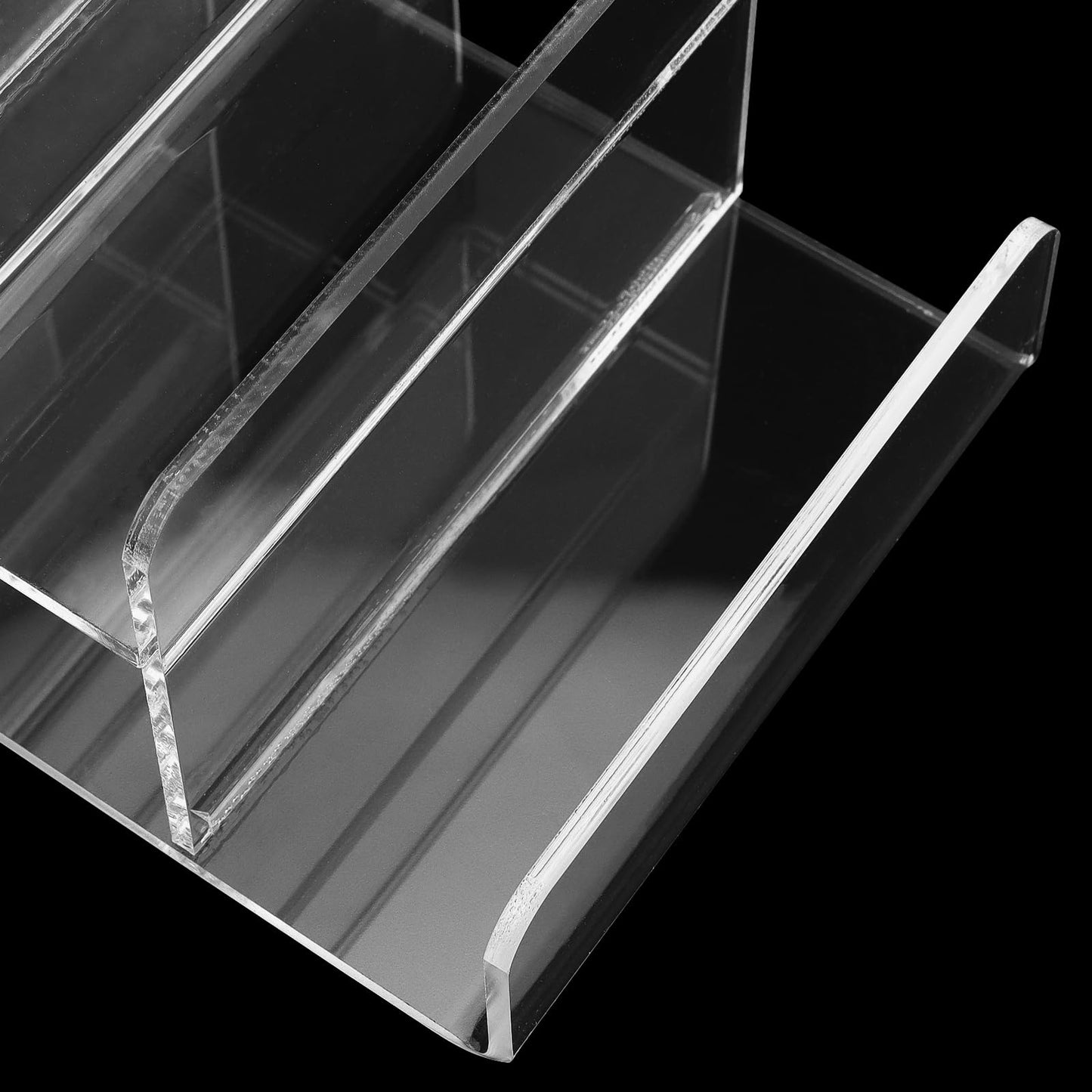 MOUYAT 6 Tier Acrylic Display Stand Clear Riser Display Shelf, Acrylic Wallet Display Stand Holder, Greeting Card Display Riser for Pops Figure, Makeup, Sunglasses, Purse, Jewelry, 9.2x3.9x8.4Inch