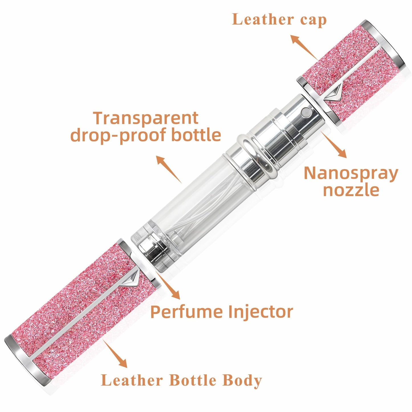 muilsae AB00GR 5ml Leather Perfume Atomiser Refillable, Bottom Fill Perfume Bottle, Portable and Leak-proof Suitable for Women and Men (AB00GR 5ml)