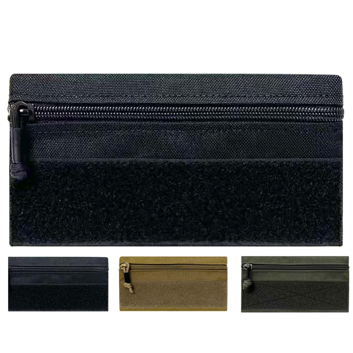 Tactical Admin Zipper Pouch with Hook and Loop, Carry On Bag Insert EDC Organizer Utility Storage Pocket Wallet for Snack Backpack Accessories Chest Ring (2 Pack-Green)