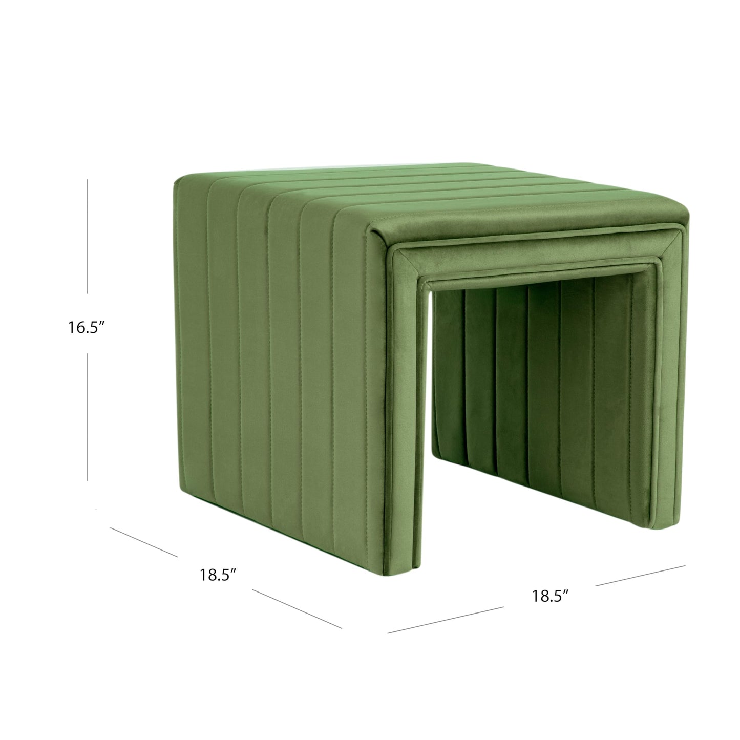 HomePop 19" Modern Channel Tufted Velvet Ottoman - Green