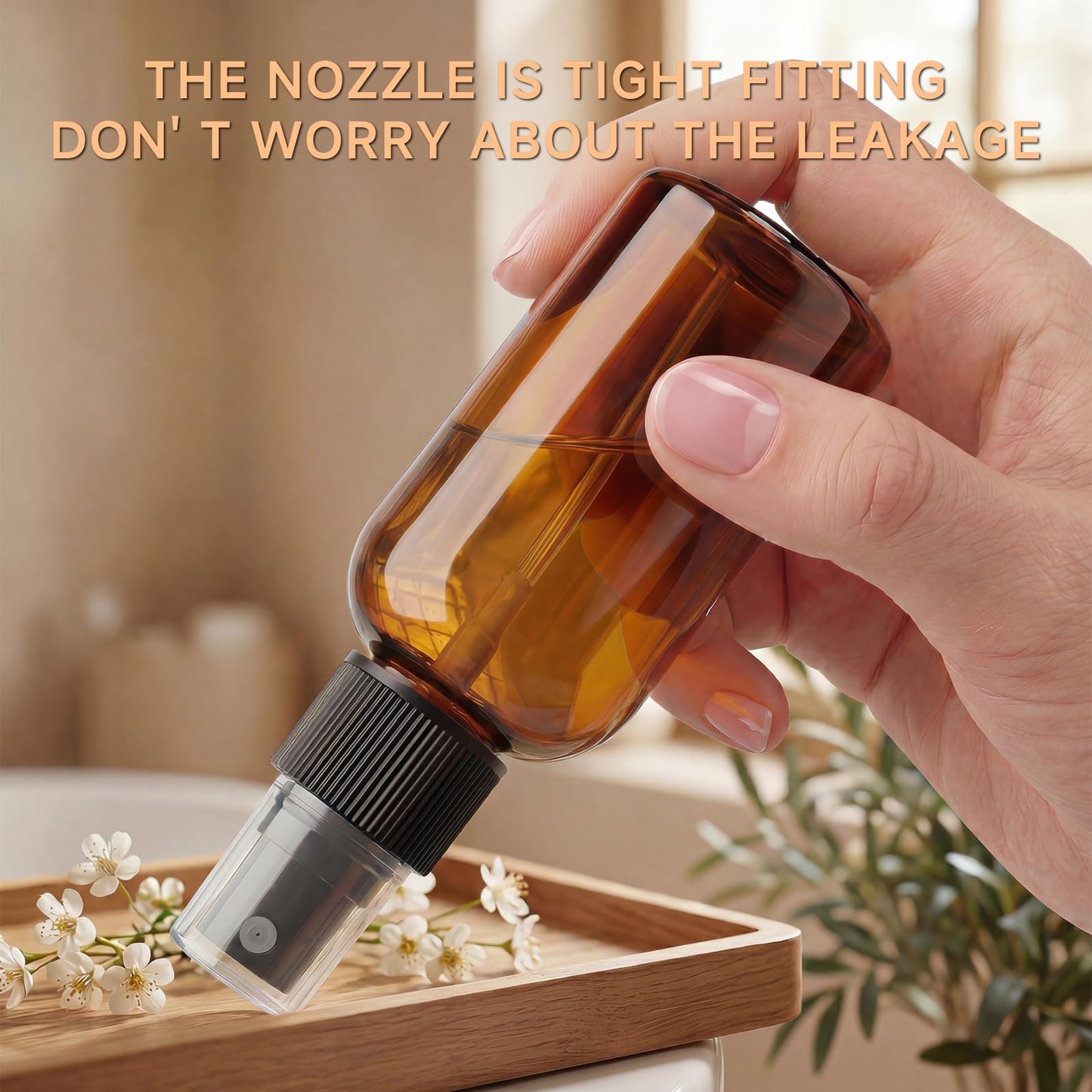 WINTECY 2 oz Amber Small Spray Bottle, Empty Spray Bottles plastic spray bottles Fine Mist Spray for Hair, Travel, Plants, Cleaning Solutions and Skin Care (48)