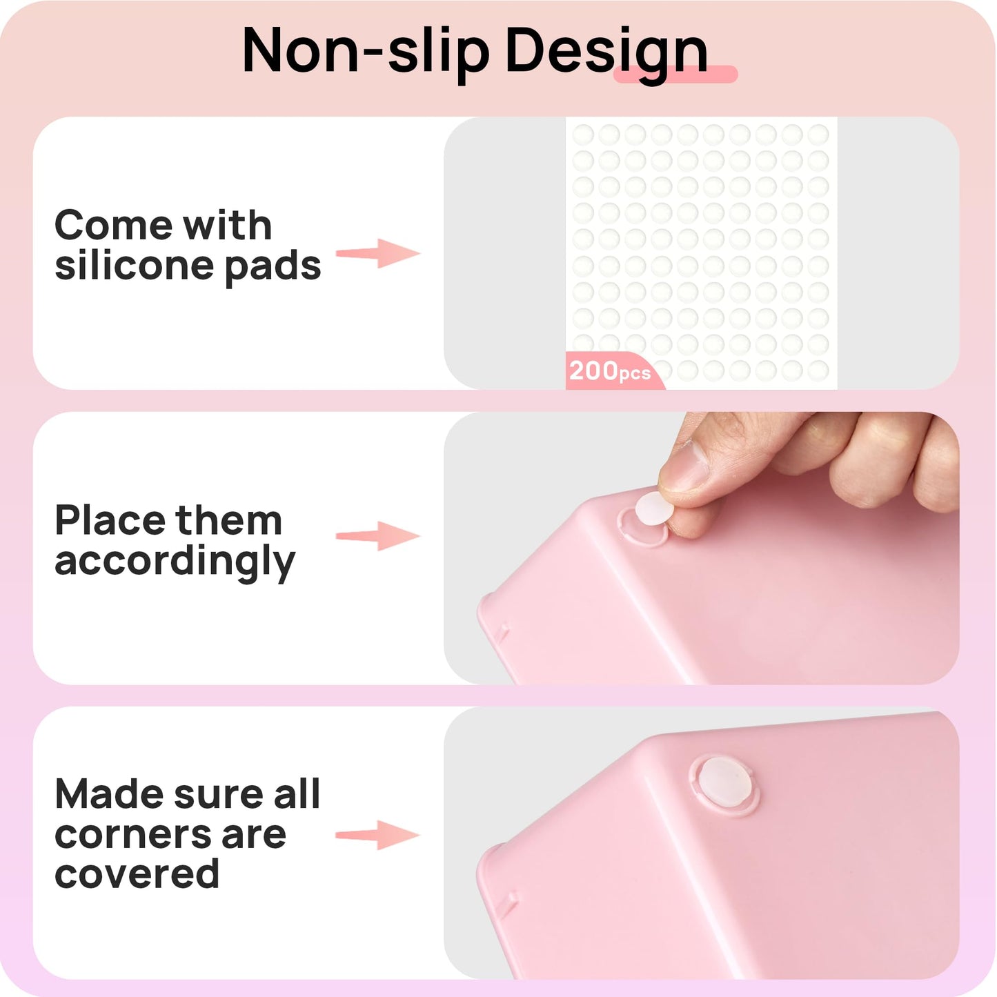 Vtopmart 44 PCS Plastic Drawer Organizers Set, 4-Size Versatile Bathroom and Vanity Organizer Trays, Non-Slip Storage Containers for Makeup, Jewelries, Bedroom，Kitchen Utensils and Office, Pink
