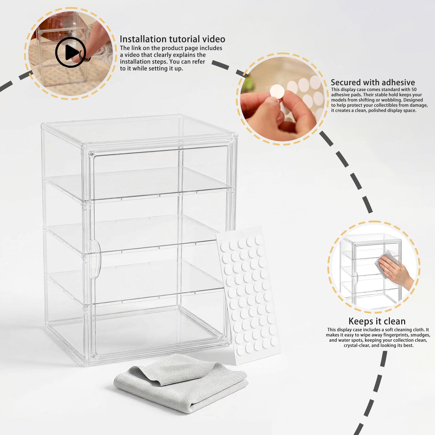 Clear Acrylic Display case for Figures, Acrylic Boxes for Display, Stackable Display Boxes for Collectibles with Magnetic Door and Removable Shelves, Figure Display for Figurines, Pop Figures, Models