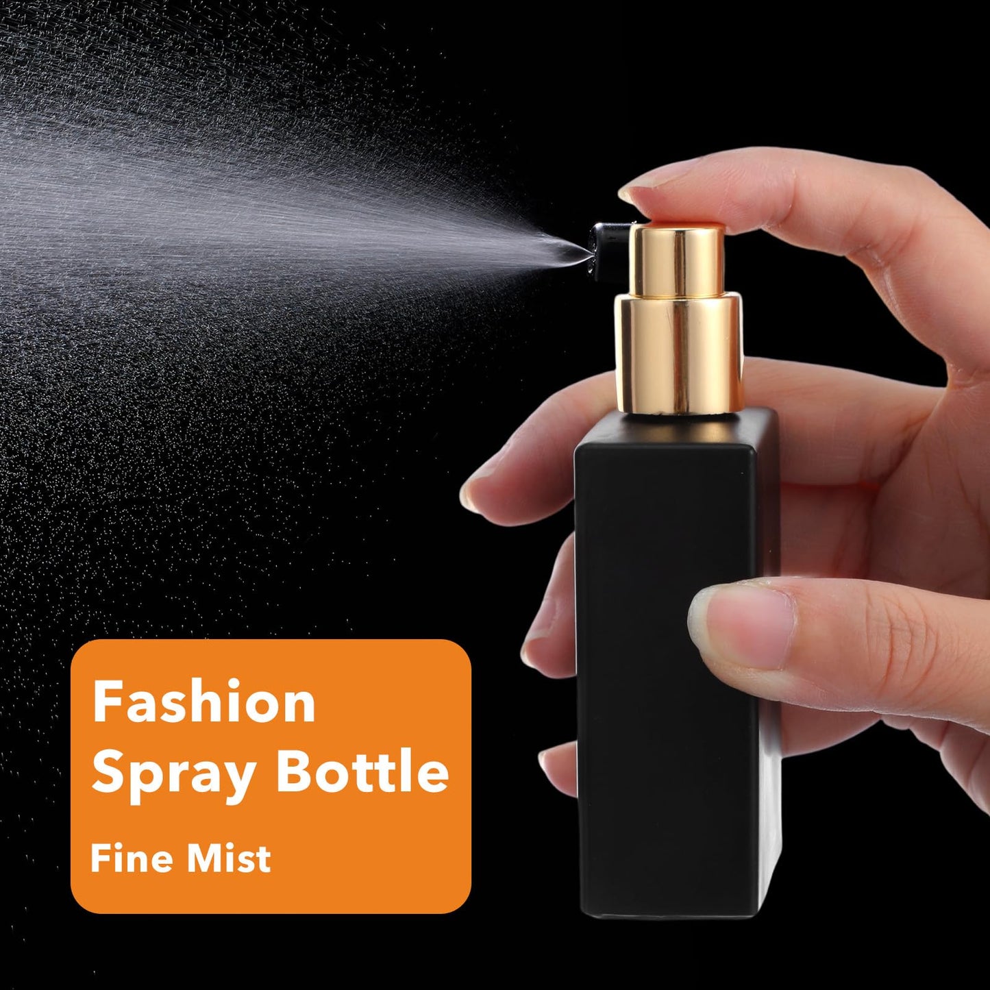 Tobeelec 8 Pack 30ml/1 oz Glass Spray Bottle, Black Fine Mist Refillable Perfume Bottles, Portable Square Empty Glass Perfume Atomizer Bottles with Spray Applicator for Men and Women