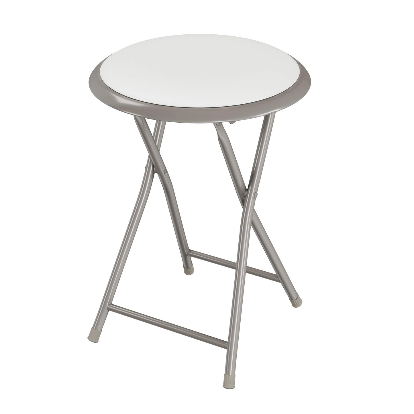 Folding Stool - Backless 18-Inch Stool with 225lb Capacity for Kitchen or Rec Room - Portable Indoor Counter Bar Stools by Lavish Home (White)