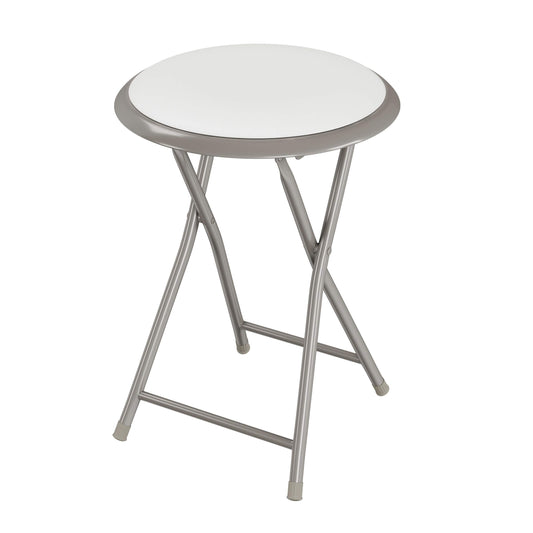 Folding Stool - Backless 18-Inch Stool with 225lb Capacity for Kitchen or Rec Room - Portable Indoor Counter Bar Stools by Lavish Home (White)