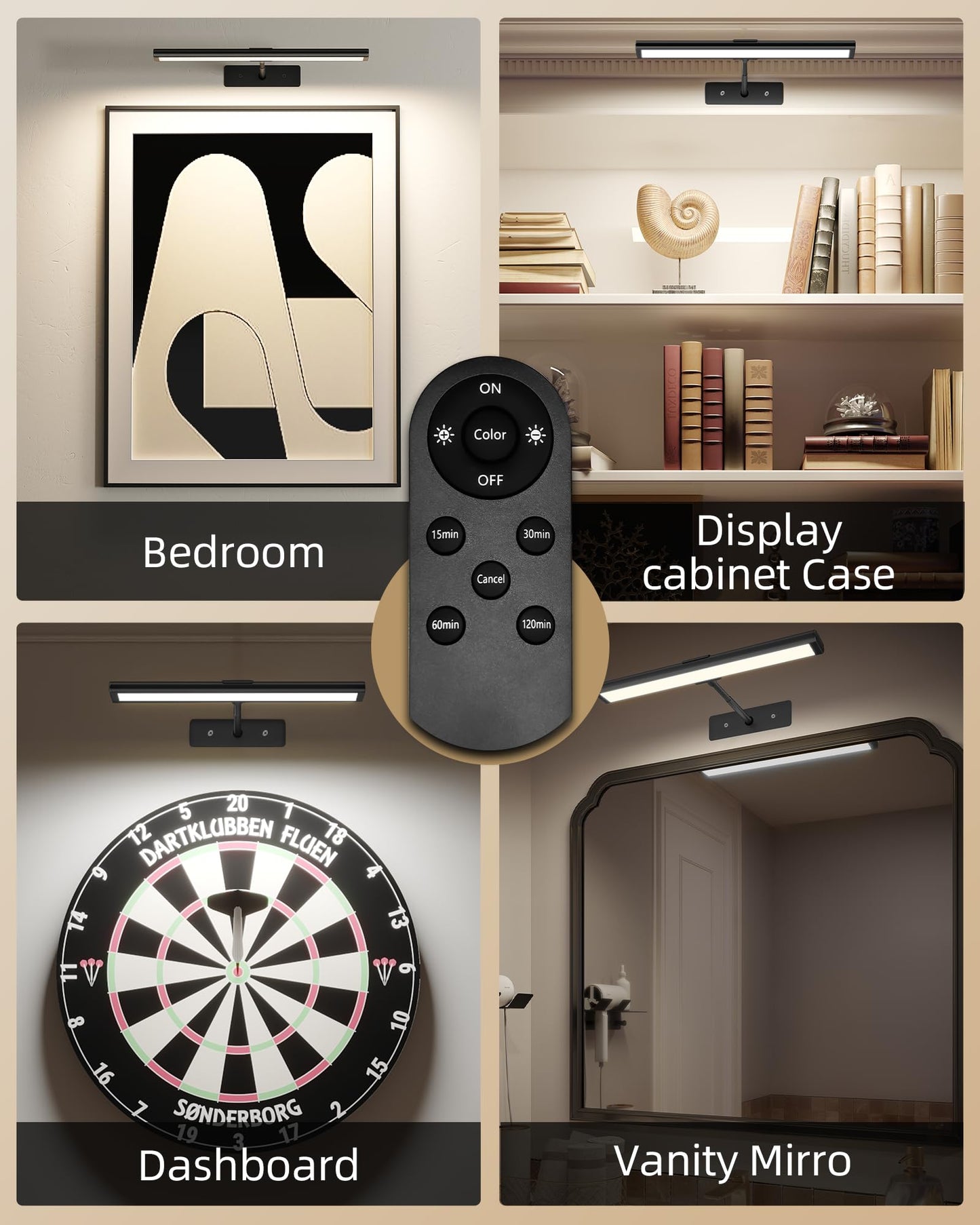 EZVALO Picture Light for Wall, 4800mAh 16'' Rechargeable Wireless IR Remote Built in Battery Lights for Painting, Dimmable Magnetic LED Art Display Light, Colors Temperatures, for Gallery, Living Room