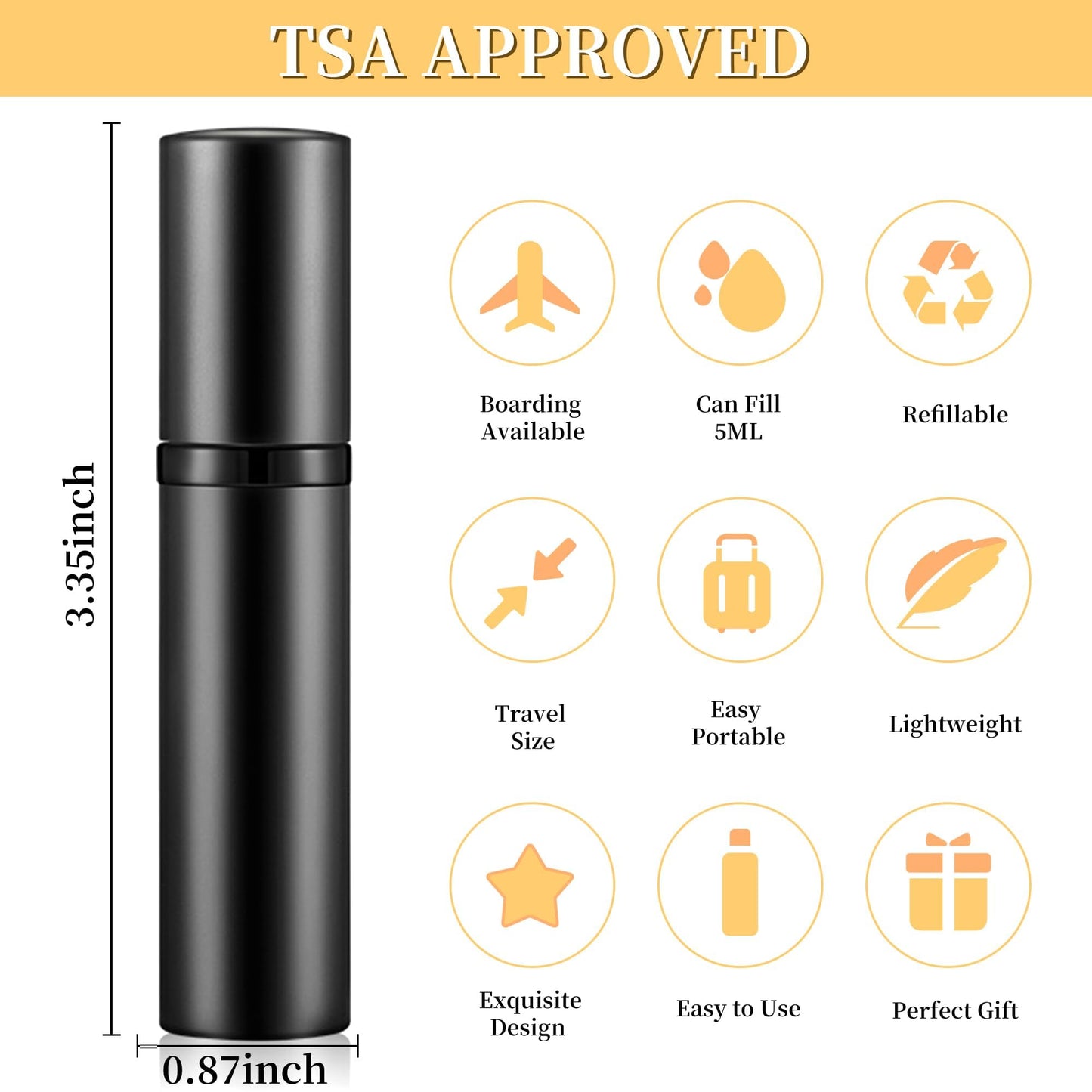 ACMYCH 2PCS Perfume Travel Refillable Bottle, Bottom-Filling Fragrances Perfume Atomizer, Empty Mini Cologne Dispenser, Portable Sprayer Pocket Size for On the Go 5ml (Black & Gray)