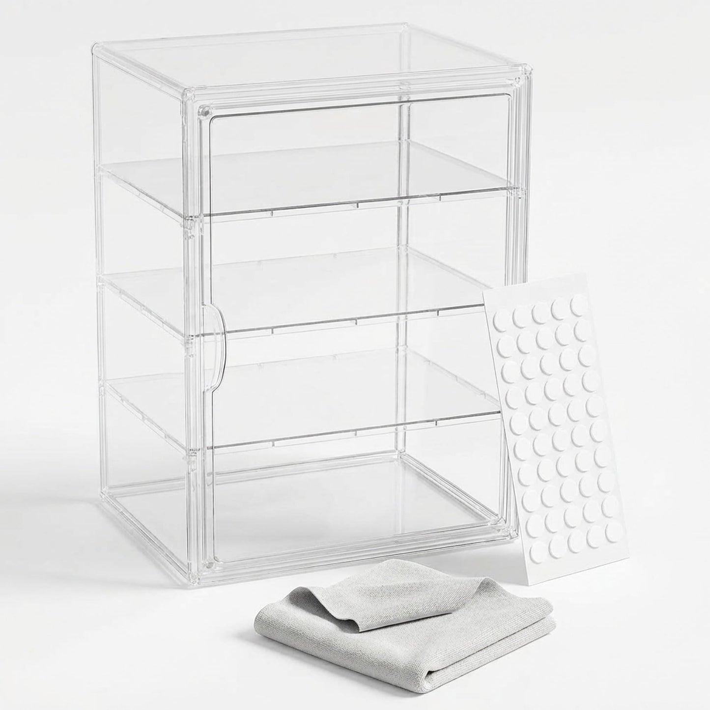 Clear Acrylic Display case for Figures, Acrylic Boxes for Display, Stackable Display Boxes for Collectibles with Magnetic Door and Removable Shelves, Figure Display for Figurines, Pop Figures, Models