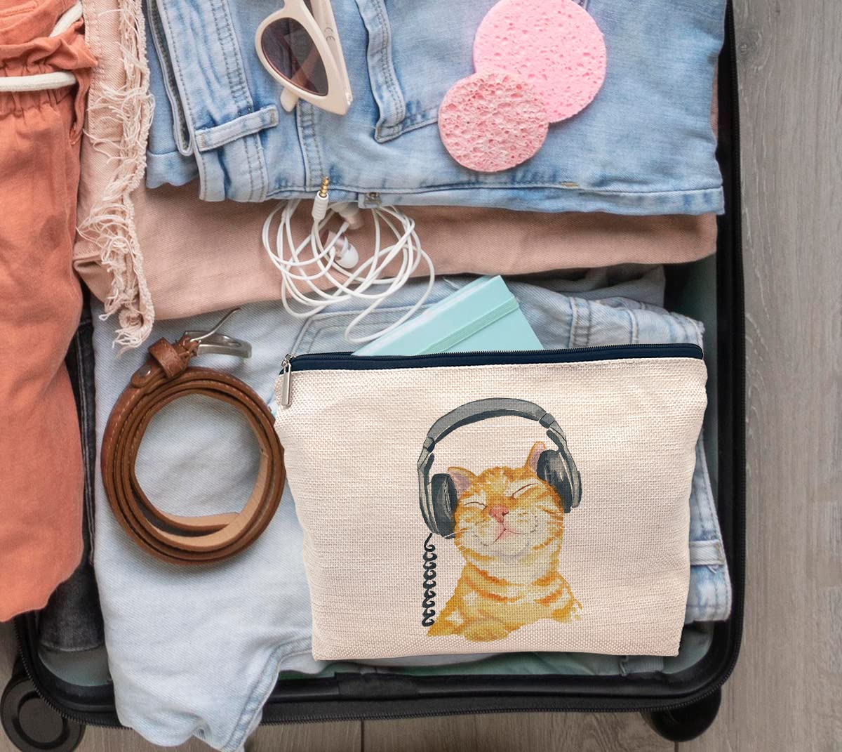 IWXYI Cat Lover Gifts,Cat Makeup Bag Zipper Pouch Travel Toiletry Gifts For Women Teenage Girls