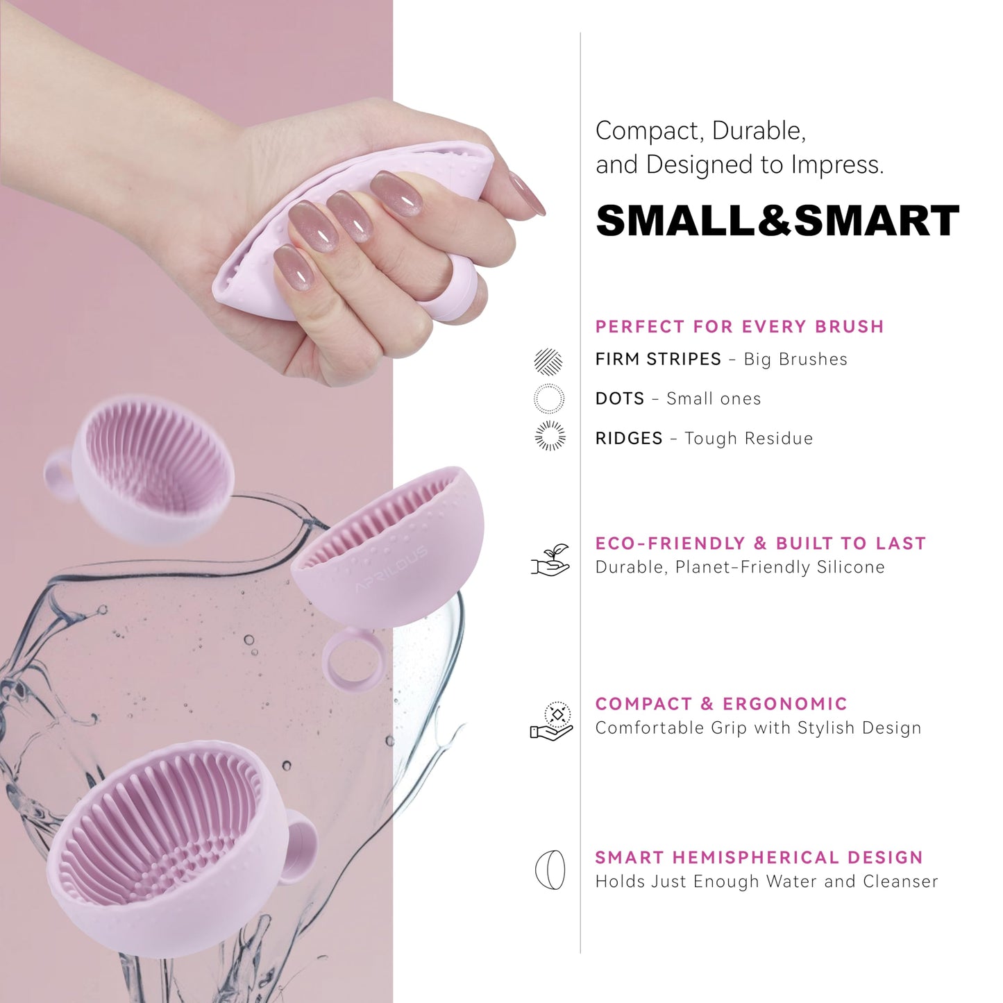 Aprilous Makeup Brush Cleaner with Silicone Mat, Tea Tree Oil, Shampoo for Sponges & Puffs, Deep Cleaning, Antibacterial, Conditions Bristles, Gentle, Vegan & Cruelty-Free, 6.76 fl.oz