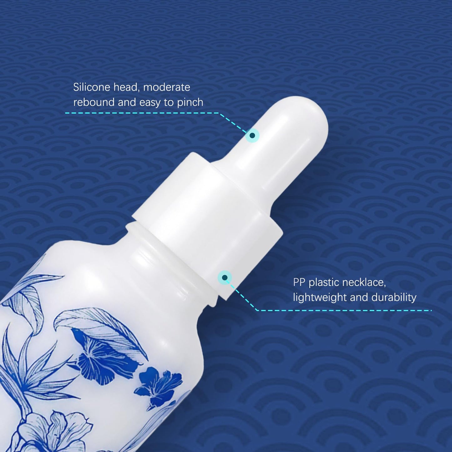 Newzoll 8 Pcs 30ml Eye Dropper Vials, 1 oz Ceramic Perfume Bottles with 4 Funnels, Empty Containers Jars for Essential Oils Cosmetic Liquids