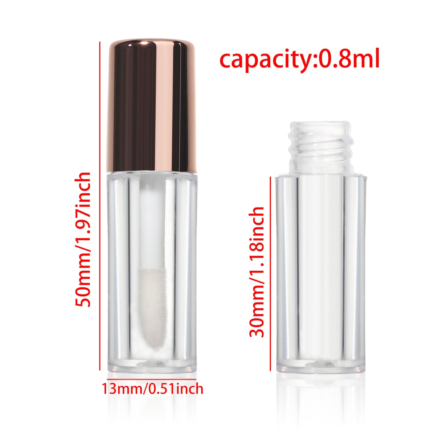 COSIDEA 26pcs Empty Rose gold 0.8ml mini lip gloss tubes Sample size lipgloss containers for sample sack lip oil DIY wholesale