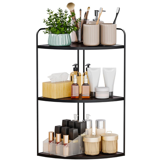 Forest Angle Bathroom Counter Organizer,Countertop Organizer,Vanity Organizers,Bathroom Storage,Bathroom Sink Caddy,Counter Shelf,Corner Counter,Corner Shelves(Black)