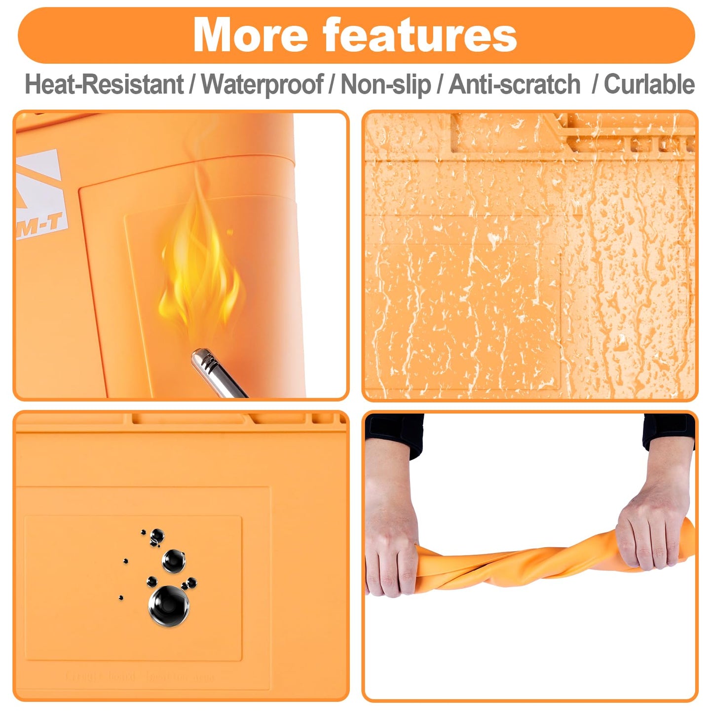 M-T Premium Heat Resistant 932°F Silicone Soldering Mat, 17.7 "x 11.8" Anti Static Magnetic Electronic Repair Work Mat for Soldering, Computer Cellphone, BGA Soldering Gun Iron Workbench Protection