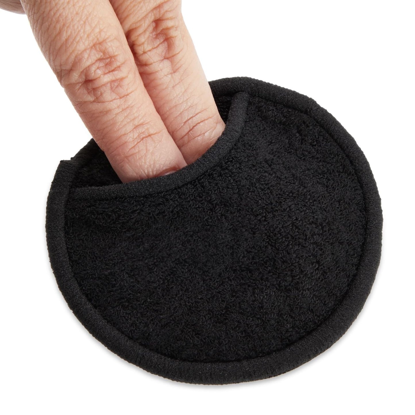 18 Pack Reusable Cotton Rounds for Makeup Removal with Bamboo Holder and Mesh Storage Bag (Black)